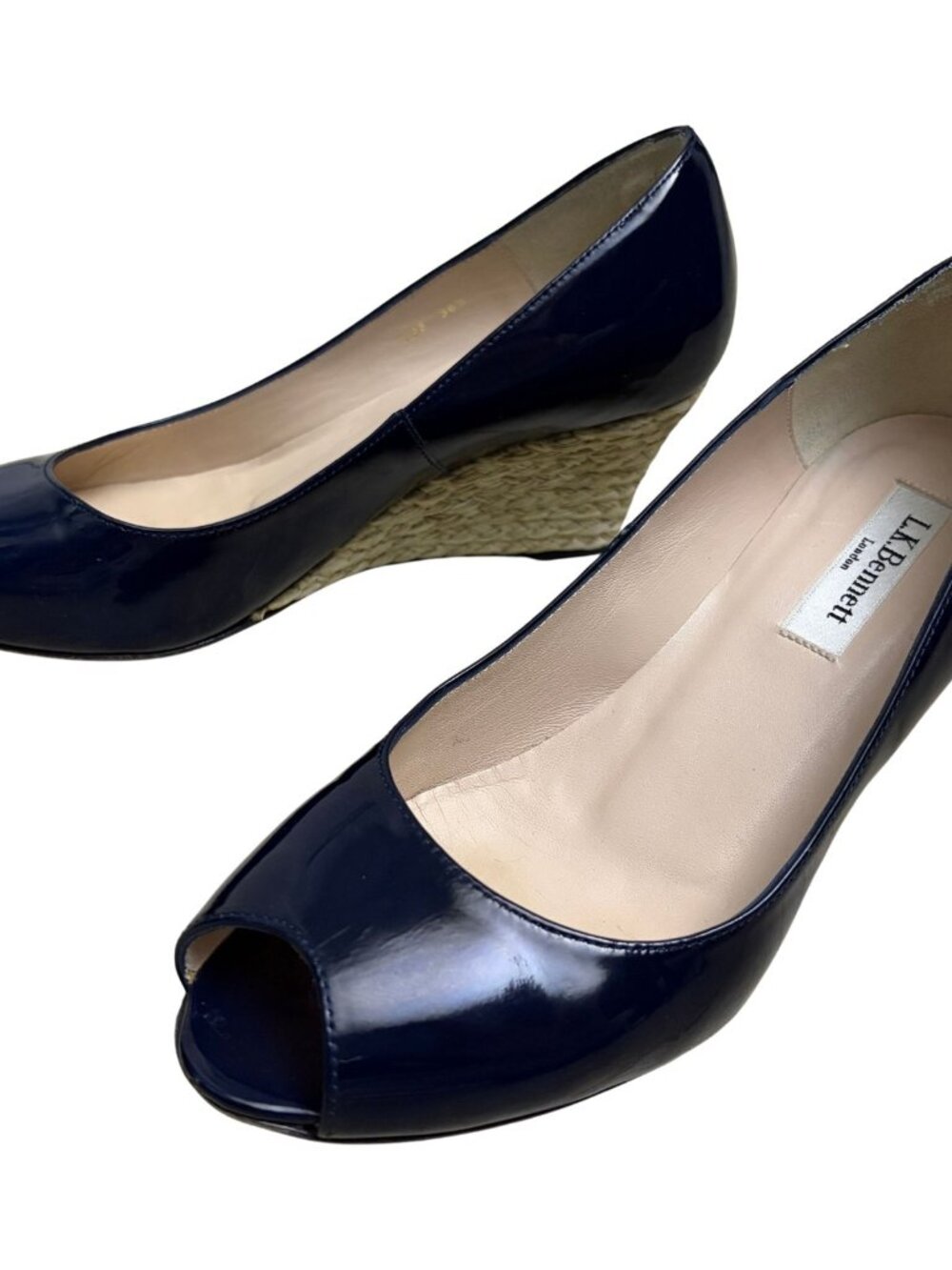 LK BENNETT Genuine Patent Leather SPAIN Wicker Heels Shoes Womens Size 6